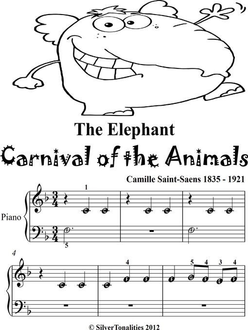 Cover image for The Elephant Carnival of the Animals Beginner Piano Sheet Music